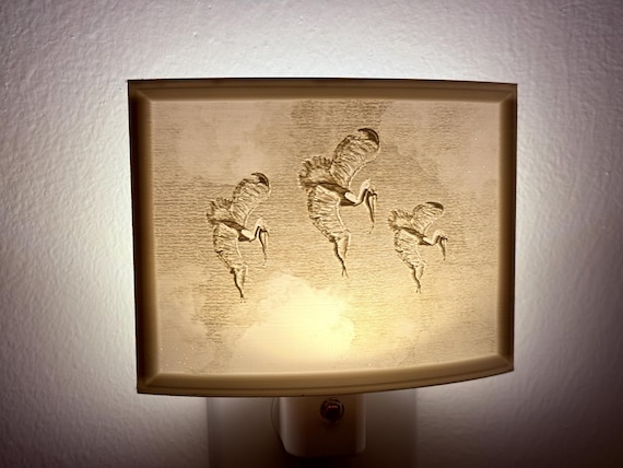 Nautical Pelicans Lithophane Night Light: 3D Printed Art Lamp