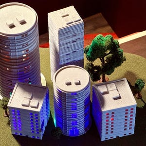 Kit de diorama de Godzilla: Edificios urbanos de mármol PLA con luces LED