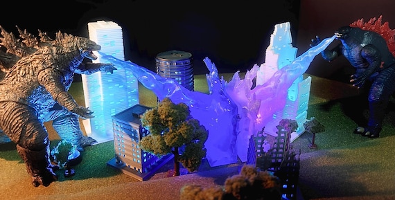 Godzilla Atomic Heat Ray Breath Effect Set: 3D Printed Diorama + City Buildings