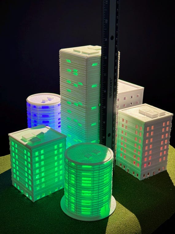Miniature City Building Set: Illuminated Diorama Kit, Godzilla Toy Display