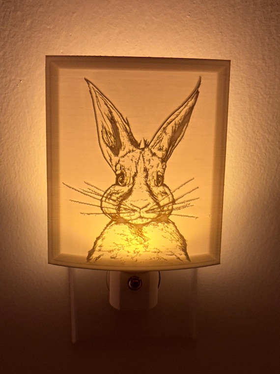 3D Printed Easter Rabbit Lithophane Night Light: Hand-Drawn Art Lamp