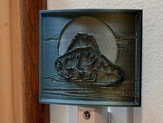 3D Printed Spinosaurus Lithophane | Original Dinosaur Art | Unique Paleontology Decor | Perfect Gift for Dino Lovers & Jurassic Park Fans