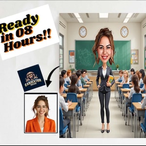 Benutzerdefinierte Lehrerin Cartoon Lehrer Karikatur vom Foto Geschenk für Lehrer Lehrer Porträt Lehrer Cartoon Einzigartige Spaß-Lehrer-Karikatur