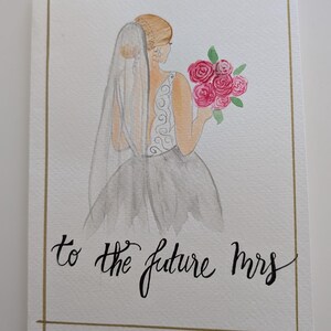 Carte dessinée à la main pour la future mariée. Carte de félicitations pour la mariée. Carte de mariage. Carte de douche nuptiale