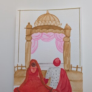 Handgezeichnete oder Jubiläum Hochzeitstag Karte! Alles Gute zum Jubiläum Geschenk. Indische Hochzeitskarte zum Jahrestag. Handgemachte Jubiläumskarte