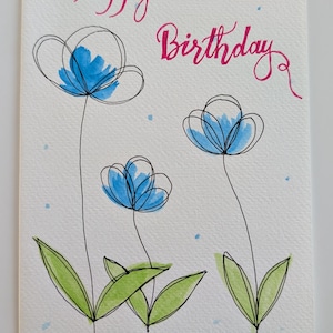 handmade birthday card. Happy Birthday Card. Hand Drawn Birthday Card.