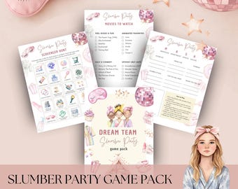Slumber Party Game Pack, 20 Printable Sleepover Games for Kids & Tweens, Instant Download Pajama Party Activities