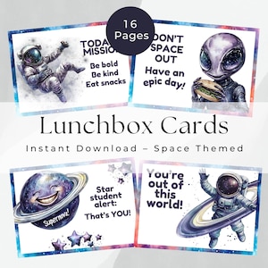 子供向けランチボックスノート、宇宙をテーマにしたランチボックスノート、ランチボックスカード、子供用ランチボックスノート、印刷可能なランチノート、銀河ロボットロケットカード