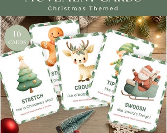 Christmas Movement Cards | Holiday Activity Cards | Preschool Brain Breaks | Winter Gross Motor Games