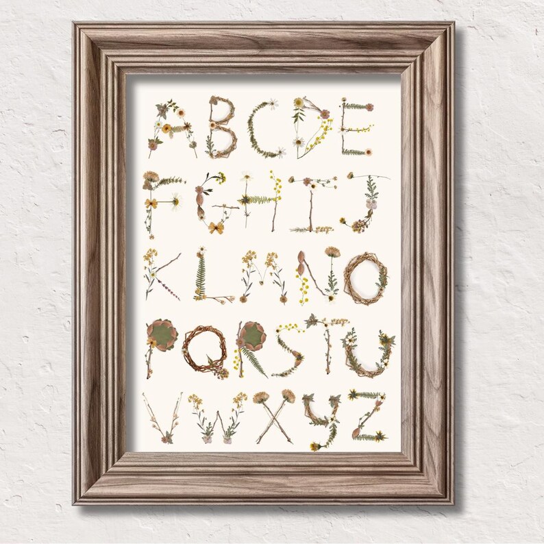 Floral Alphabet Nursery Print: Botanical A-Z Educational Art (JPEG ...