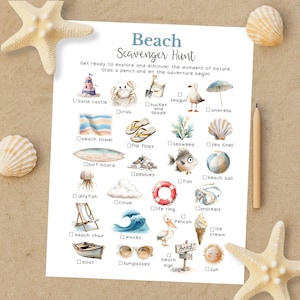 Beach Scavenger Hunt, Printable Outdoor Treasure Hunt for Kids, Scavenger Hunt Games for Children, Preschool Outdoor Activity, Outdoor Game