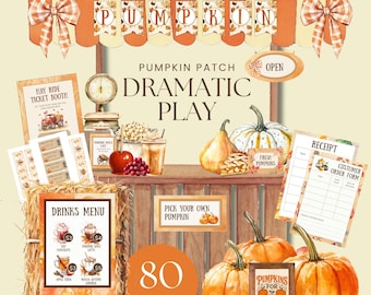 Pumpkin Patch Dramatic Play Printable, Imaginative Play Printable, Autumn Theme Learning, Preschool Activities