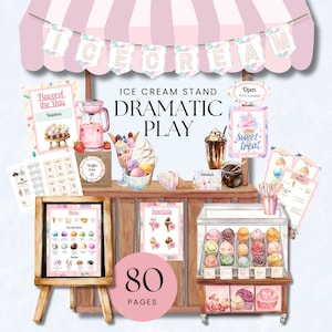 Ice Cream Shop Dramatic Play, Pretend Play Printable, Ice Cream Truck Pretend Play Set, Imaginative Play, Preschool Activities, Cut Outs