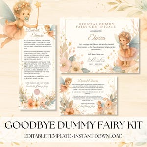 Editable Dummy Fairy Bundle, Dummy Fairy Certificate & Letter, Goodbye Dummy Fairy Kit, Pacifier Certificate, Toddler Milestone and Keepsake