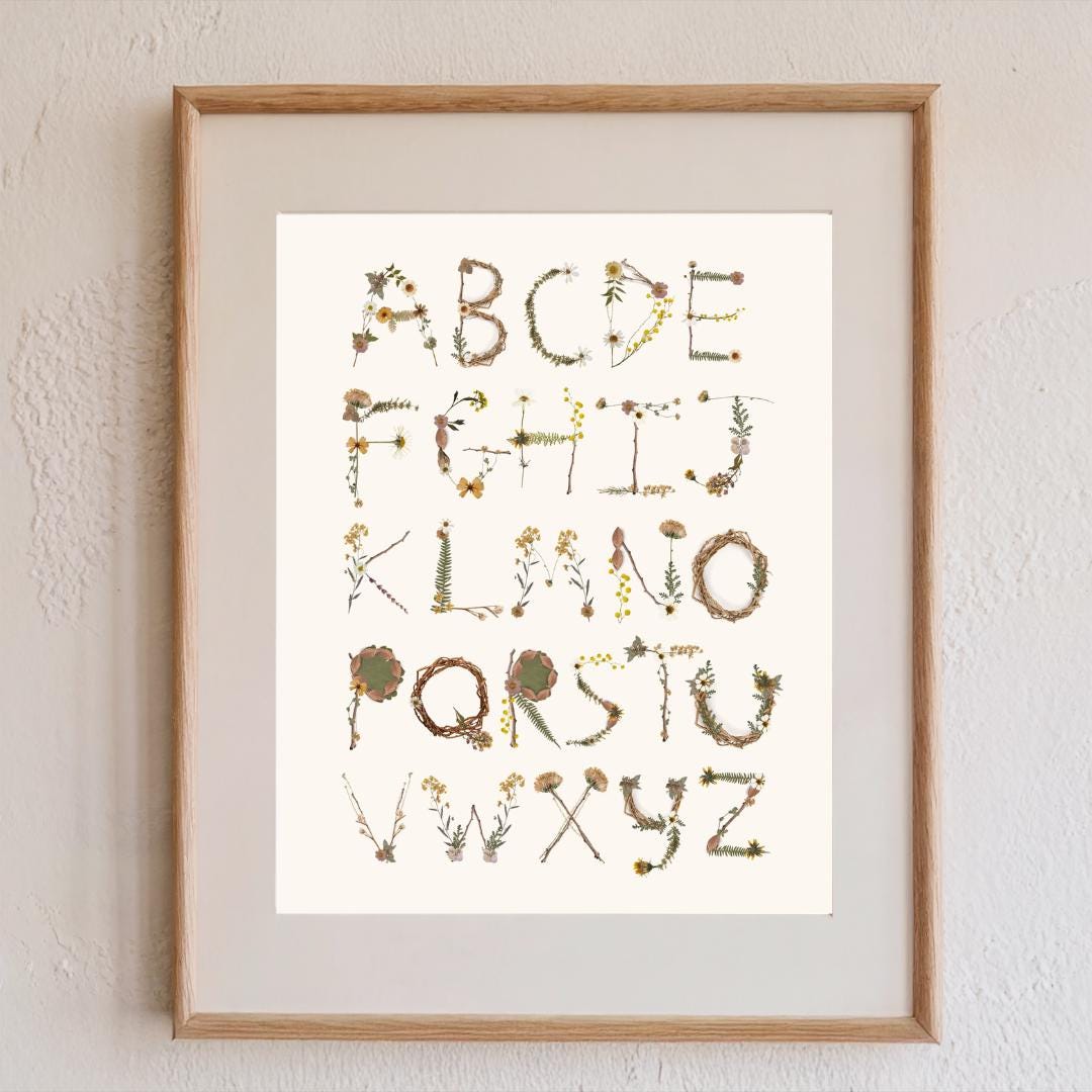 Floral Alphabet Nursery Print: Botanical A-Z Educational Art (JPEG ...