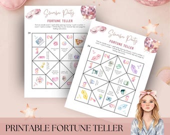 Printable Fortune Teller, Slumber Party Sleepover Game for Kids & Tweens, Instant Download Party Activity