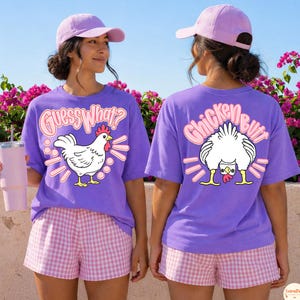 Guess What Chicken Butt PNG Bundle, Funny Preppy Sublimation Design, Matching Shirts Graphic, Front and Back Retro Humor Digital Download