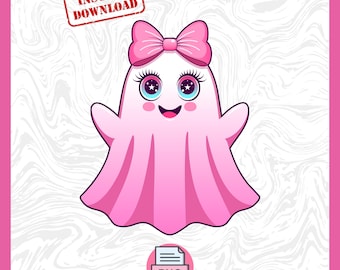 Cute Girly Pink Ghost Halloween PNG, Cute Ghost Png, Girly Halloween Png, Cute Pink Ghost Png, On Wednesday We Wear Pink, Sublimation PNG
