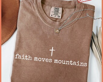 La fe mueve montañas SVG, Mateo 17:20 PNG, Versículo bíblico cristiano, Cita religiosa sobre la montaña, Camiseta de sublimación de las Escrituras, Fe en Jesús