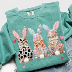 Floral Bunny Patchwork PNG, Trendy Easter PNG, Floral Retro Easter Png Shirt, Cottage Core Gingham Patchwork PNG Easter Spring Patchwork Png