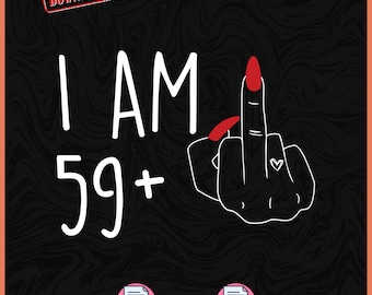Tengo 59 años más un dedo medio SVG PNG, divertida camiseta SVG de 60 cumpleaños con matemáticas, tengo 60 SVG, camiseta de cumpleaños navideña sublimación PNG SVG Cricut