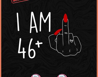 Tengo 46 años más un dedo medio SVG PNG, divertida camiseta SVG de matemáticas para 47 cumpleaños, tengo 47 SVG, camiseta de cumpleaños navideña sublimación PNG SVG Cricut