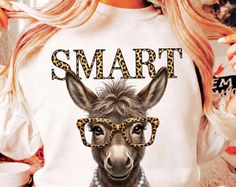 Burro inteligente Vogue PNG, Culo inteligente PNG, Burro leopardo PNG, Burro inteligente Royal Burro popular PNG Verano, Animal de granja atrevido, Camiseta PNG de moda