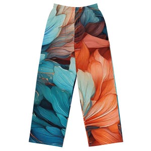 Molten Frost Bloom Wide-Leg Pants – Bold Floral Contrast Streetwear | Eco Friendly Unisex Lounge Pants by Loud Clothing Co.