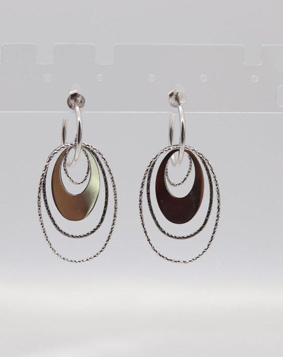Orecchini Cerchio Argento 925 Orecchini A Cerchio Con Goccia Diamantata 3 Strati - Argento Sterling 925 Italiano Anelli Con Diamanti In Argento Sterling 925 Parti Su 1000