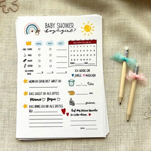 Baby Shower Spiel 6-er Set - Ratespiel zum Selbst ausfüllen