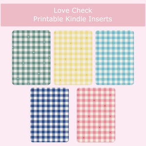 Love Check Kindle Insert Set | Pastel Kindle Insert | Kindle Paperwhite 7&quot; Insert | Oasis Inserts| Kindle Accessorie | Bookish Gift For Her