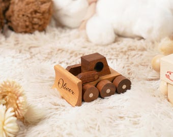 Juguete de construcción de madera personalizado, regalo de primer cumpleaños, regalo para baby shower, coches con nombres, regalo para niños, manta personalizada para bebé.