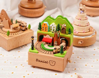 Tren musical para bebé, caja musical para bebé niño de 1 mes, regalo, juguete musical para bebé, regalos personalizados, regalos de cumpleaños, regalo de carrusel para bebé