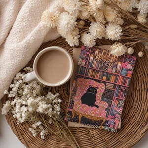 Papier cartonné illustré encart Kindle | Insertion Kindle Chat noir pastel | Insertion Kindle Paperwhite 7" | Inserts Oasis| Accessoires livresques