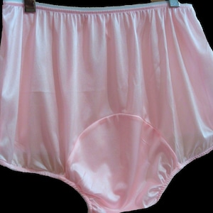 PINK Nylon Tricot Panties with Very Large Mushroom Double nylon Gusset Adult Sissy retro vintage crossdresser