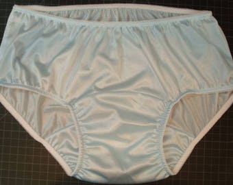 Lt. Blue Sissy Classic Nylon Tricot Panties with Large Mushroom Double  Gusset in a Vintage Style