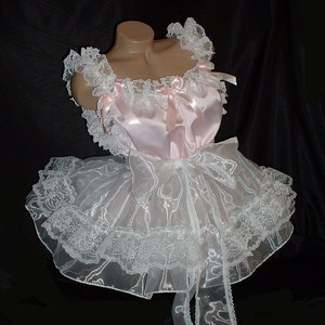 Adult Sissy Baby Doll Satin SLIP Dress w/ Organza Skirt & Lots of Lace