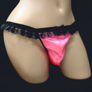 SATIN TANGA PANTIES with Lace