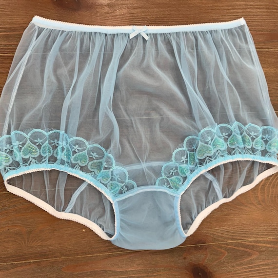 Lt. Blue - Vintage Panties w/ Large Double Mushroom Gusset - nel-jen Adult Sissy