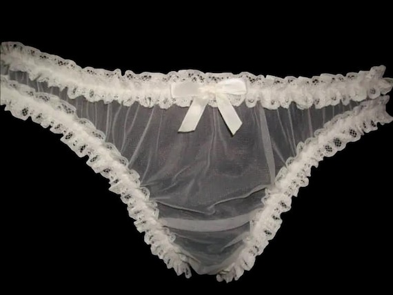 Sissy SHEER  NYLON Chiffon Bikini Panties White - Cross Dresser - Sissy Panties