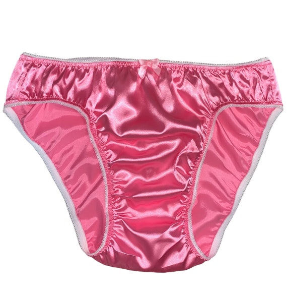 Hot Pink Adult Sissy High Leg Beautiful Shiny Silky Charmeuse Satin panties
