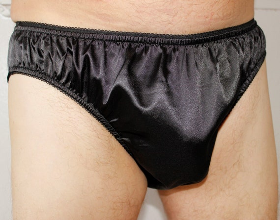 BLACK Adult Sissy SWEET Low Rise Satin Panties With Double Layer Front  Panel 