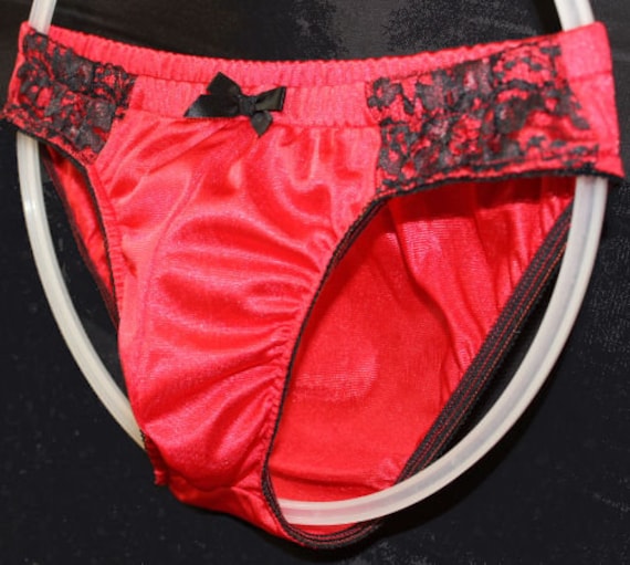 Adult Sissy Red Tricot Nylon Bikini Panties -  Canada
