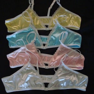 Adult sissy Front Clasp Closure Bra for Men Shiny Satin Spandex in 4 colors Bra AA & A