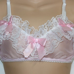 Adult Sissy PINK Sheer Polyester Chiffon Training Bra for men - Cross dresser Cosplay