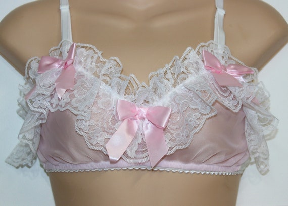 Adult Sissy PINK Sheer Polyester Chiffon Training Bra for men - Cross dresser Cosplay