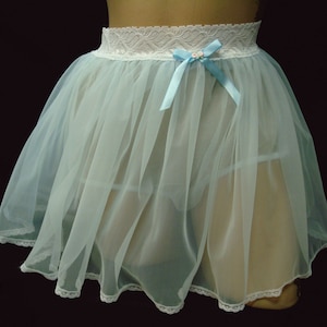 Adult Sissy Skirted 12&quot; Attach Panties totally Sheer Nylon Tricot - Neljen