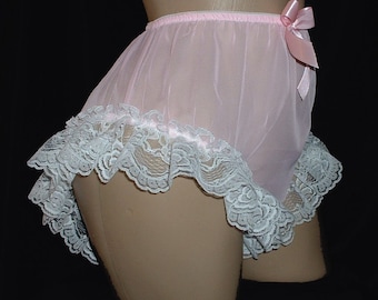 Vintage Style Bridal White 3 Row V Ruffles Sissy Maids Knickers