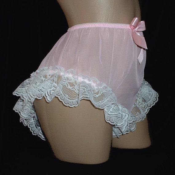 Pink Adult sissy baby Chiffon with Leg Lace - custom made to your measurements
