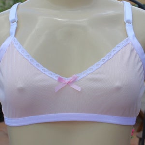 Biustonosz męski sissy PINK Tricot dla dorosłych, Crossdresser, męski biustonosz - pasuje na miseczki od AA do B